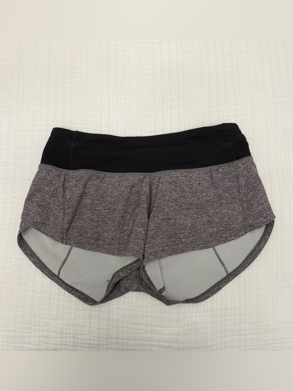 lululemon low rise 2.5” speed up dark grey shorts